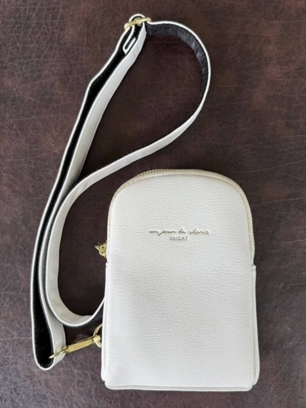 INICAT Vegan Leather White Sling Bag Crossbody Purse with Clear Pocket - Picture 4 of 8